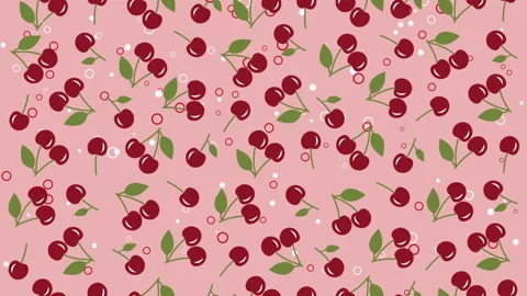 Summer pink background with cherry Stock Footage 109243611