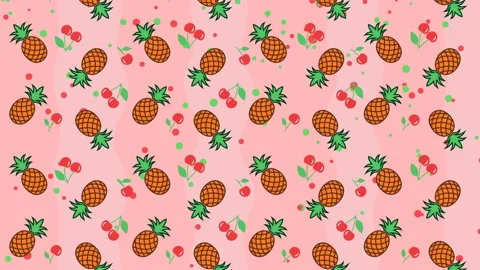 Summer pink background with pineapples and cherry Stock Footage 109426873