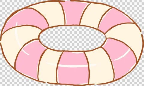 Summer Pink Striped Pool Float Illustration Cartoon Hand Drawn 스톡 일러스트