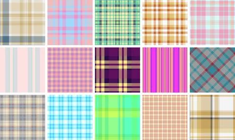 Summer plaid bundle created for clothing and decor projects. The pack support Stock Illustration