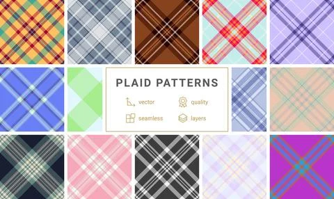 Summer plaid bundle designed for textiles and decor. The pack includes coordi Stock Illustration