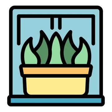 Summer plant pot icon vector flat Stock Illustration