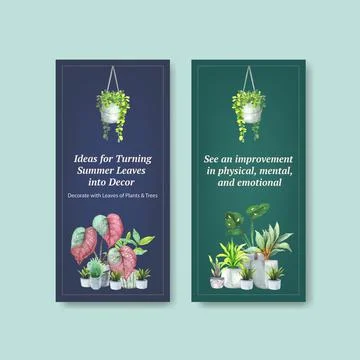 Summer plants flyer template design for leaflet,booklet,brochure and advertis Stock Illustration