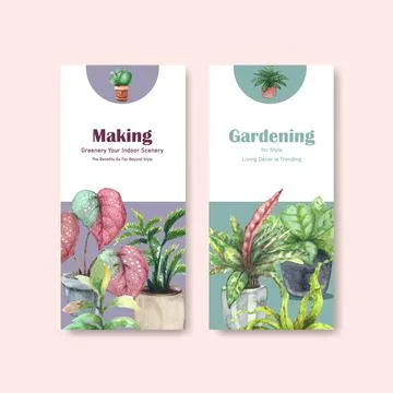 Summer plants flyer template design for leaflet,booklet,brochure and advertis Stock Illustration