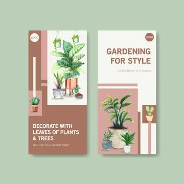 Summer plants flyer template design for leaflet,booklet,brochure and advertis Stock Illustration