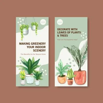 Summer plants flyer template design for leaflet,booklet,brochure and advertis Stock Illustration