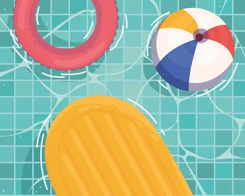 Summer pool and floats Stock Illustration