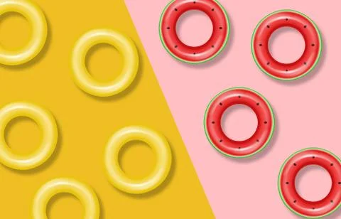 Summer pool and life ring Vector realistic. Commercial banner sale. 3d detail 스톡 일러스트