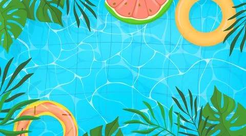 Summer pool. Fun swim background water for summertime party invite or sale, pink 스톡 일러스트