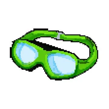 Summer pool goggles pixel art vector illustration Stock Illustration