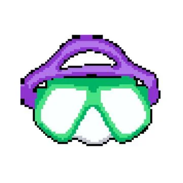 Summer pool goggles pixel art vector illustration Stock Illustration