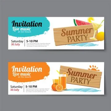Summer pool party ticket template Stock Illustration