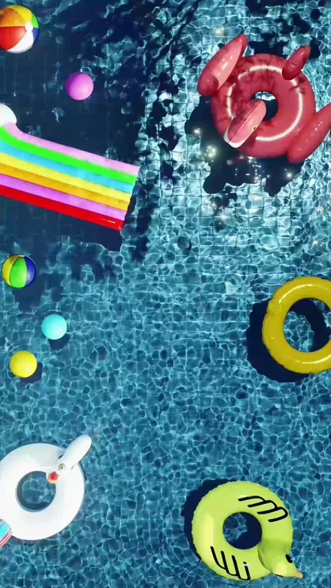Summer Pool Party Top View Background Portrait 库存影片 336159119