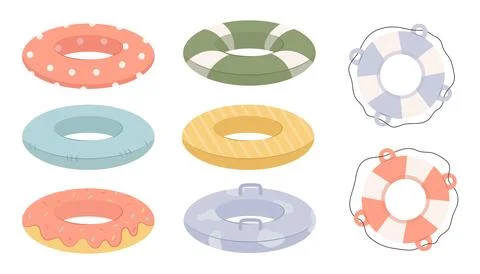 Summer pool rubber ring set. Stock Illustration