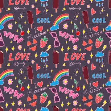 Summer pop art seamless pattern Stock Illustration
