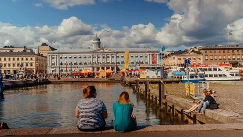 Summer in the port of Helsinki Stock Footage 87805619