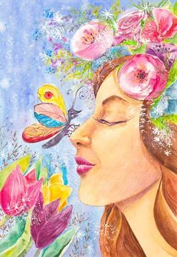 Summer portrait Stock Illustration
