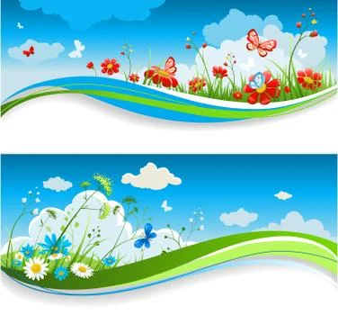 Summer positive banners Stock Illustration