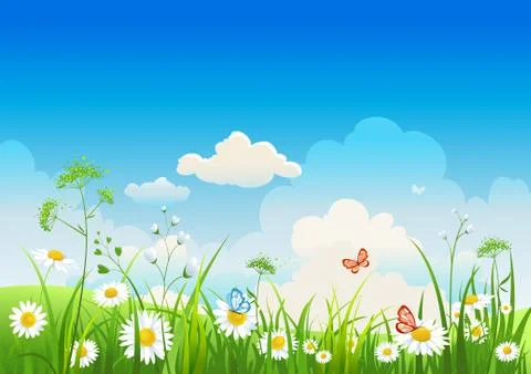 Summer positive  landscape Stock Illustration