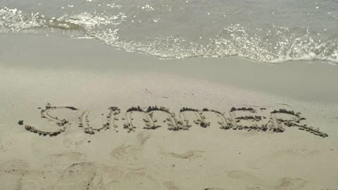 Summer post written in the sand on the beach. Stock Footage 144279475