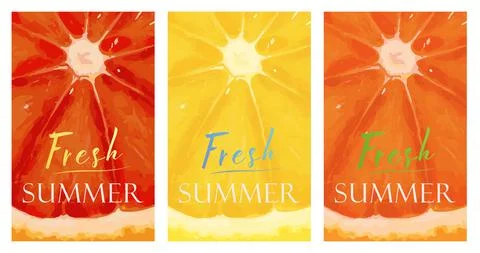 Summer postcard with citrus fruit.Vector illustration. Isolated vector sign s Stock Illustration