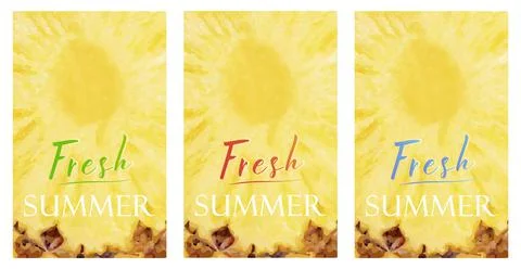 Summer postcard with pineapple.Vector illustration. Isolated vector sign symb Stock Illustration