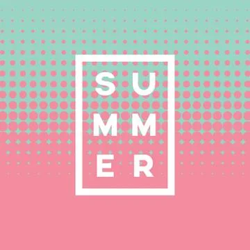 Summer poster abstract vector background with two color halftone and text. Soft Stock Illustration