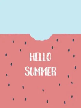 Summer poster background with watermelon vector illustration. Bite in a melon Stock Illustration
