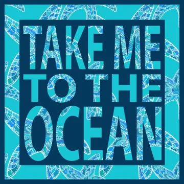 SUMMER POSTER OCEAN STARFISH PATTERN BLUE イラスト素材