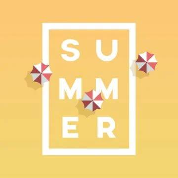 Summer poster or banner vector template with creative typography in frame and Stock Illustration