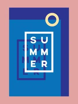 Summer poster or card vector template with swimming pool and typography. Stock Illustration