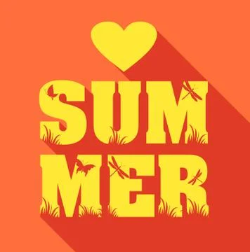 Summer poster of type composition. Flat design holiday background. Stock Illustration