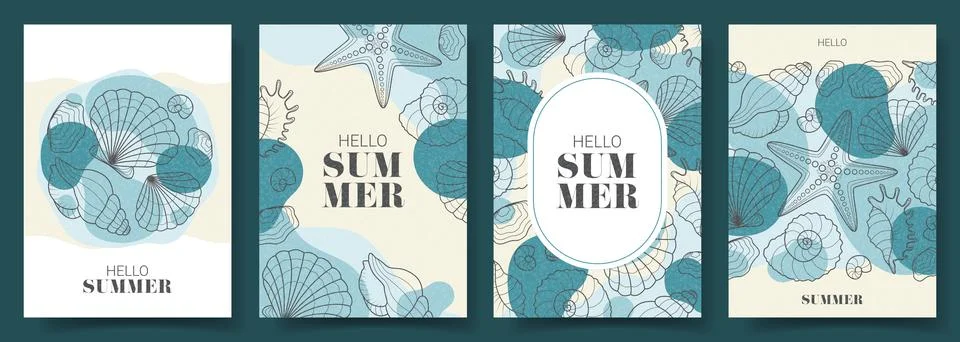 Summer posters with seashells Stock Illustration