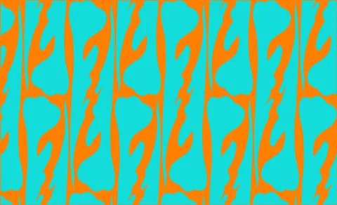 Summer print bright green pattern on orange backdrop Stock Illustration