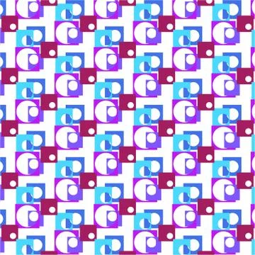 Summer print bright pattern blue lilac squares a white backdrop Stock Illustration