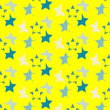 Summer print bright pattern green stars a yellow backdrop Stock Illustration