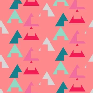 Summer print bright pattern green pink triangles Stock Illustration