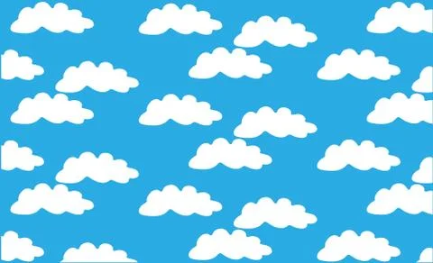 Summer print white clouds Illustrazione stock
