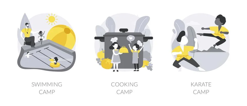 Summer programs for kids abstract concept vector illustrations. Stock Illustration