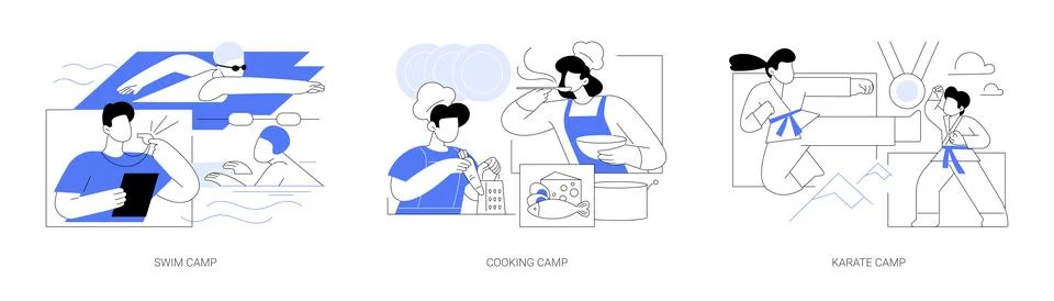 Summer programs for kids abstract concept vector illustrations. Stock Illustration