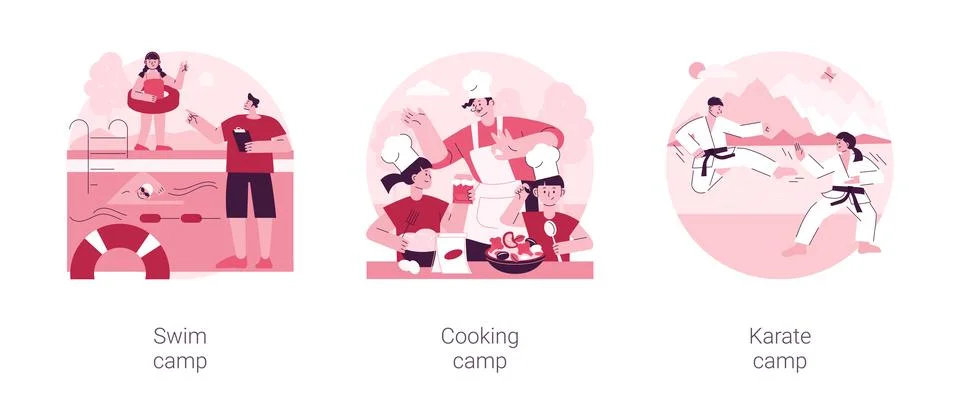 Summer programs for kids abstract concept vector illustrations. Stock Illustration
