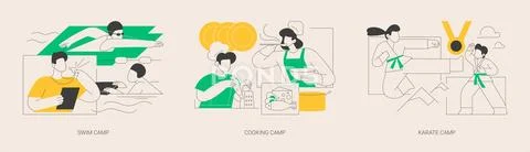 Summer programs for kids abstract concept vector illustrations. 스톡 일러스트