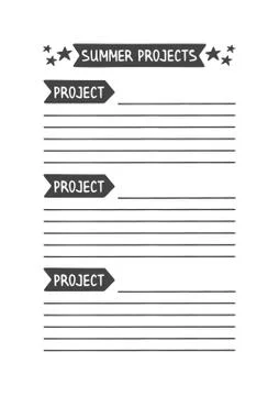Summer Project. Vector Template for Agenda, Planner and Other Stationery Illustrazione stock