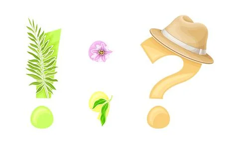 Summer punctuation marks set. Question, exclamation, semicolon signs vector Illustrazione stock