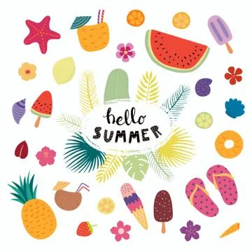 Summer quote and elements Stock Illustration