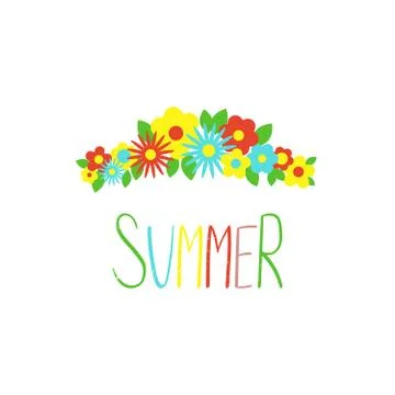 Summer quote with flowers Illustrazione stock