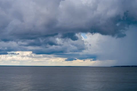 Summer Rain Cell Over Ocean Stock Footage 204771626