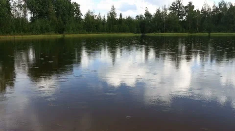 Summer rain on the lake 2 Stock Footage 41521585