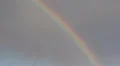 Summer Rain Storm Clouds Beautiful Colorful Rainbow Cloudy Dark Sky Background HD Footage