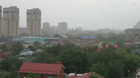 Summer rain in town Stock Footage 113520775